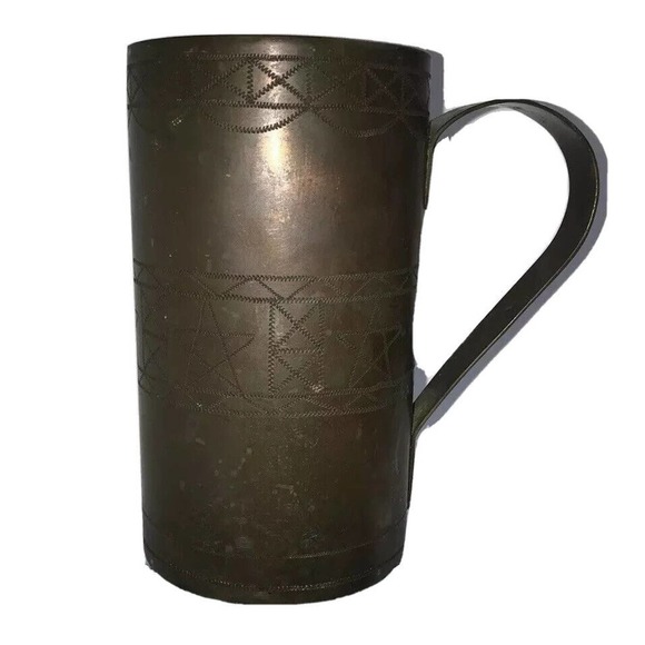 Trench-art Mug With Engraved Stars And Design Unsure Of The Origin Or Maker - Picture 1 of 10